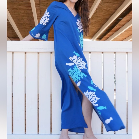 New Debbie Katz Agua Tunic Embroidered Beach Cover Up/ Dress - Picture 10 of 15